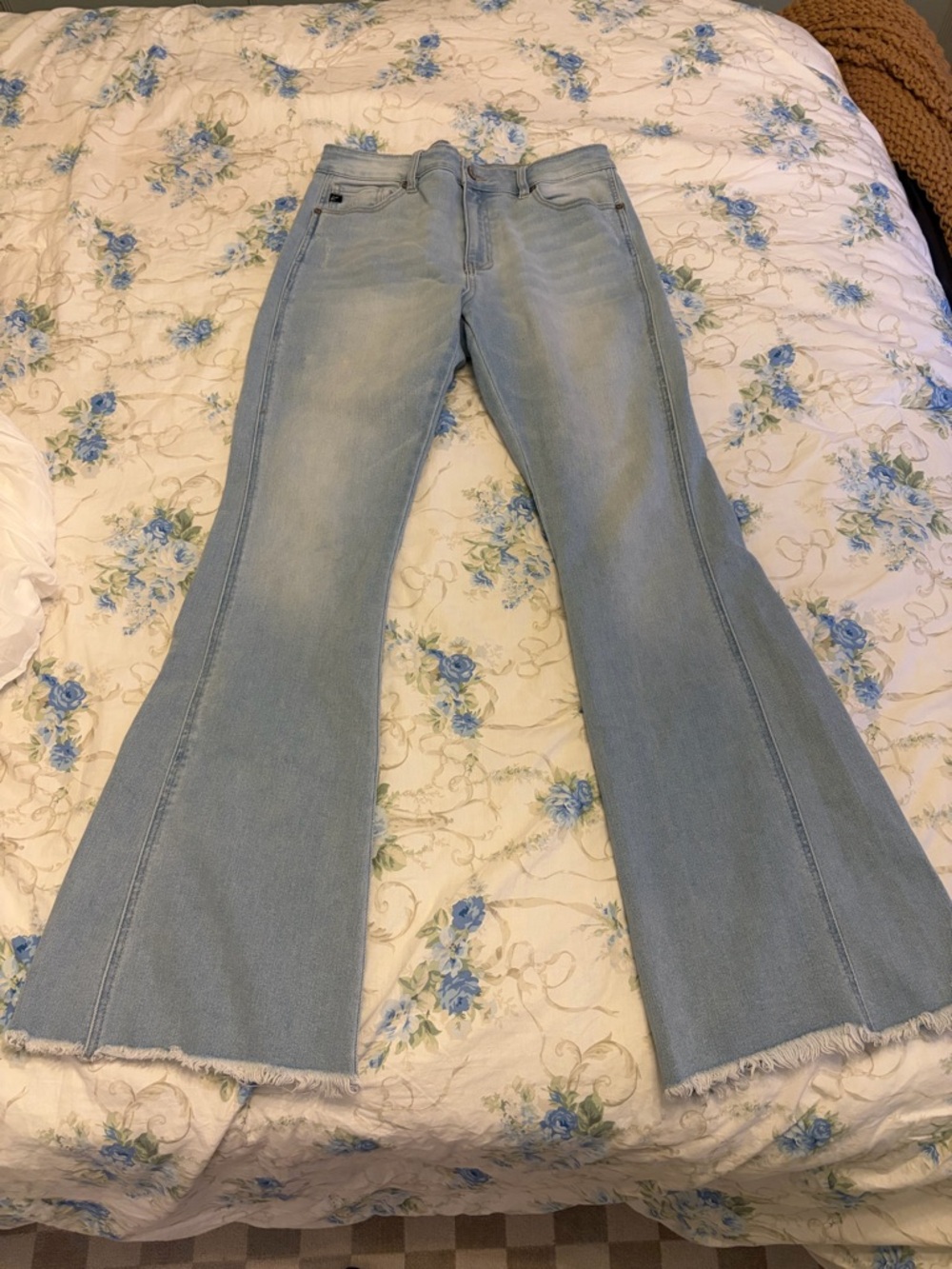 KanCan Light Blue Flare Jeans with Raw Hem
